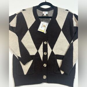 NWT - LuLaRoe XXS Kaitlynn Argyle Pattern Button-Up Sweater